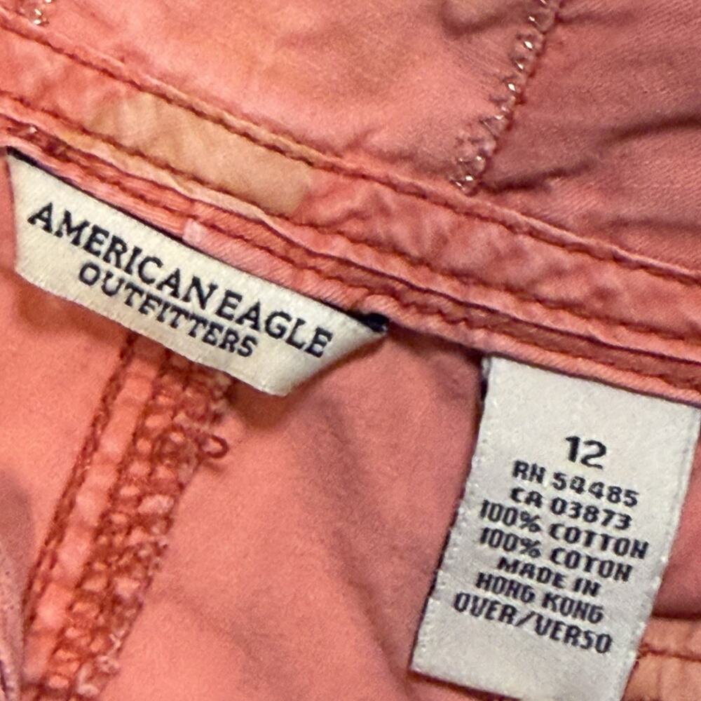 Vintage Y2K American Eagle Outfitter Women’s Roll Up Hem Peach Shorts Size 12 - Picture 3 of 16